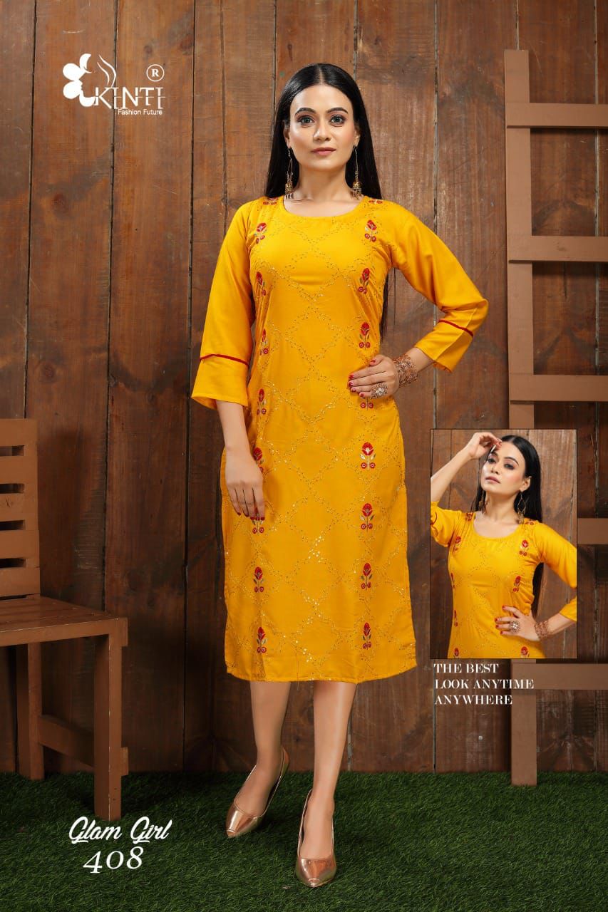 Kinti Glam Girl 4 Fancy Ethnic Wear Rayon Embroidery Kurti Collection